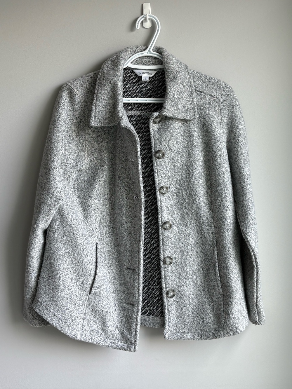 Northern Traditions Grey Wool Blend Button Jacket Women’s Size S